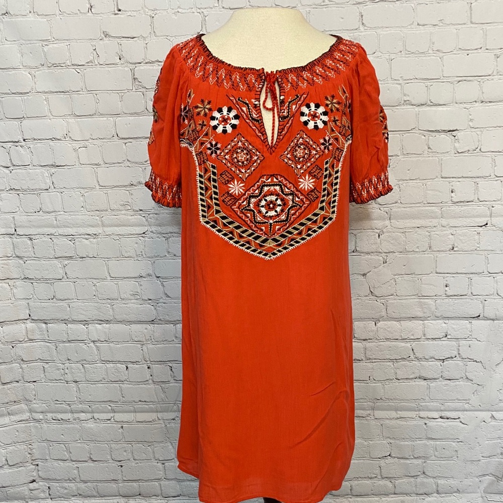 Abercrombie & Fitch Orange Embroidered Dress